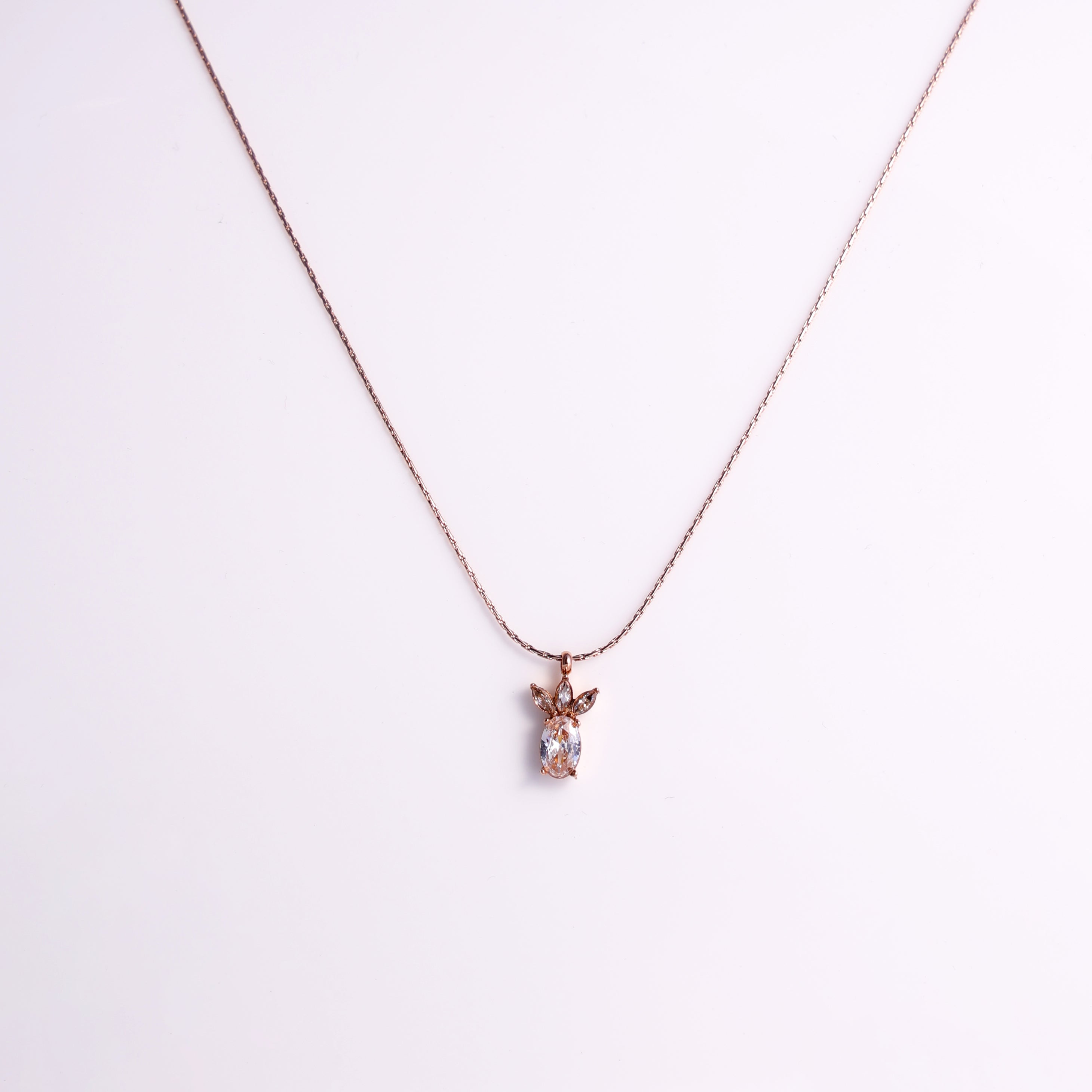 Sparkling Rose Gold Pineapple Necklace