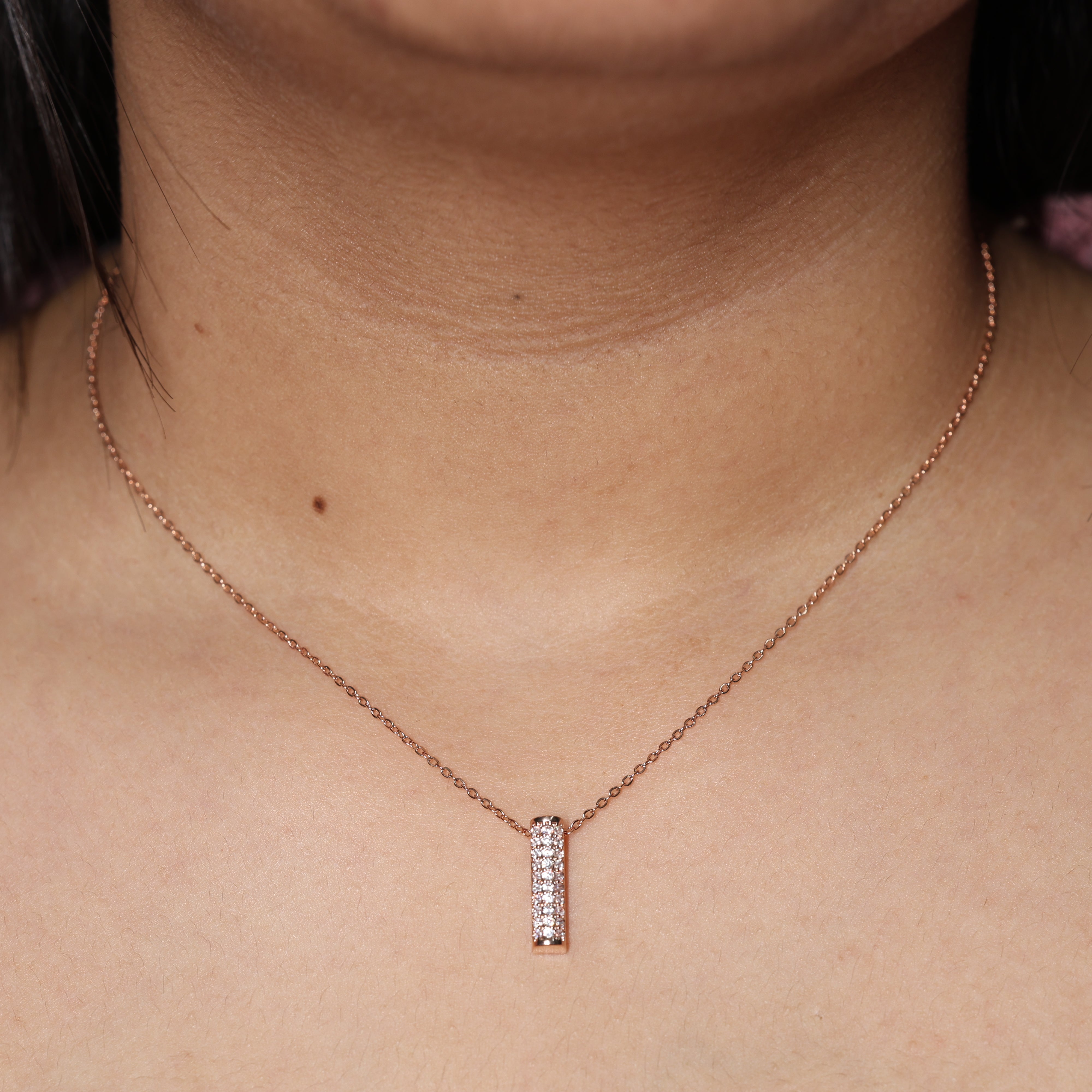 Minimalist Gold Diamond Bar Necklace for Women