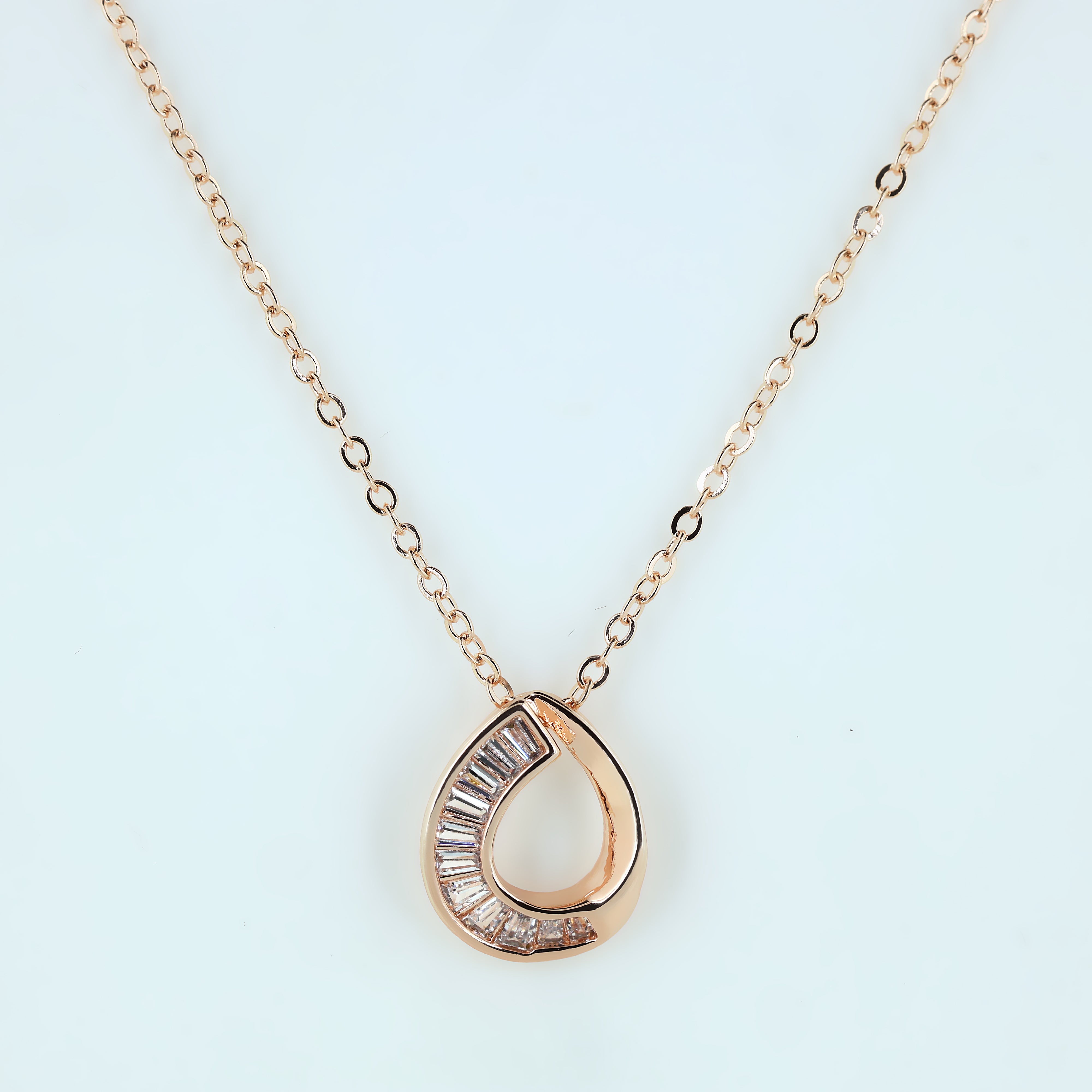 Eternal Teardrop Baguette Necklace