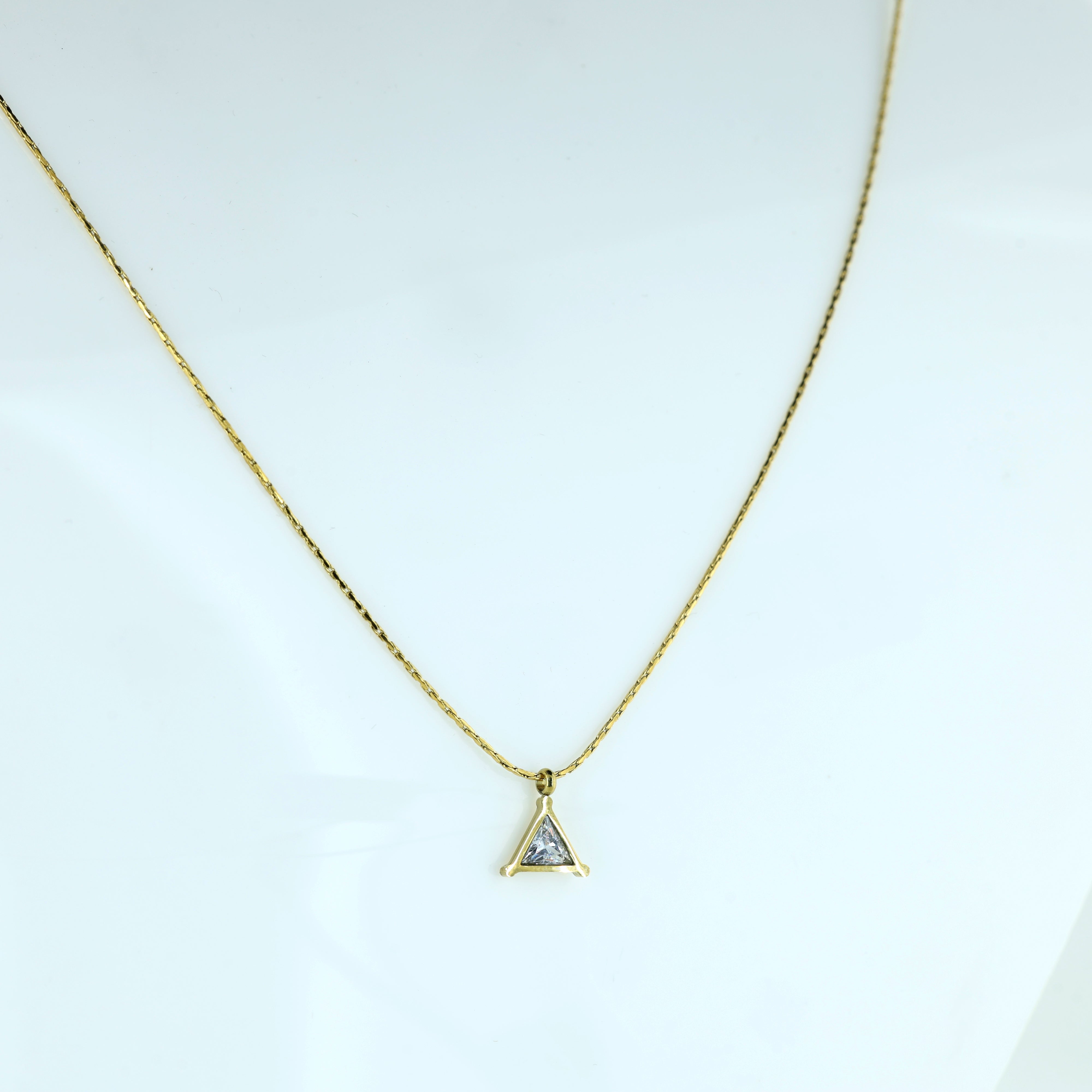 Minimal Triangle Crystal Pendant Necklace