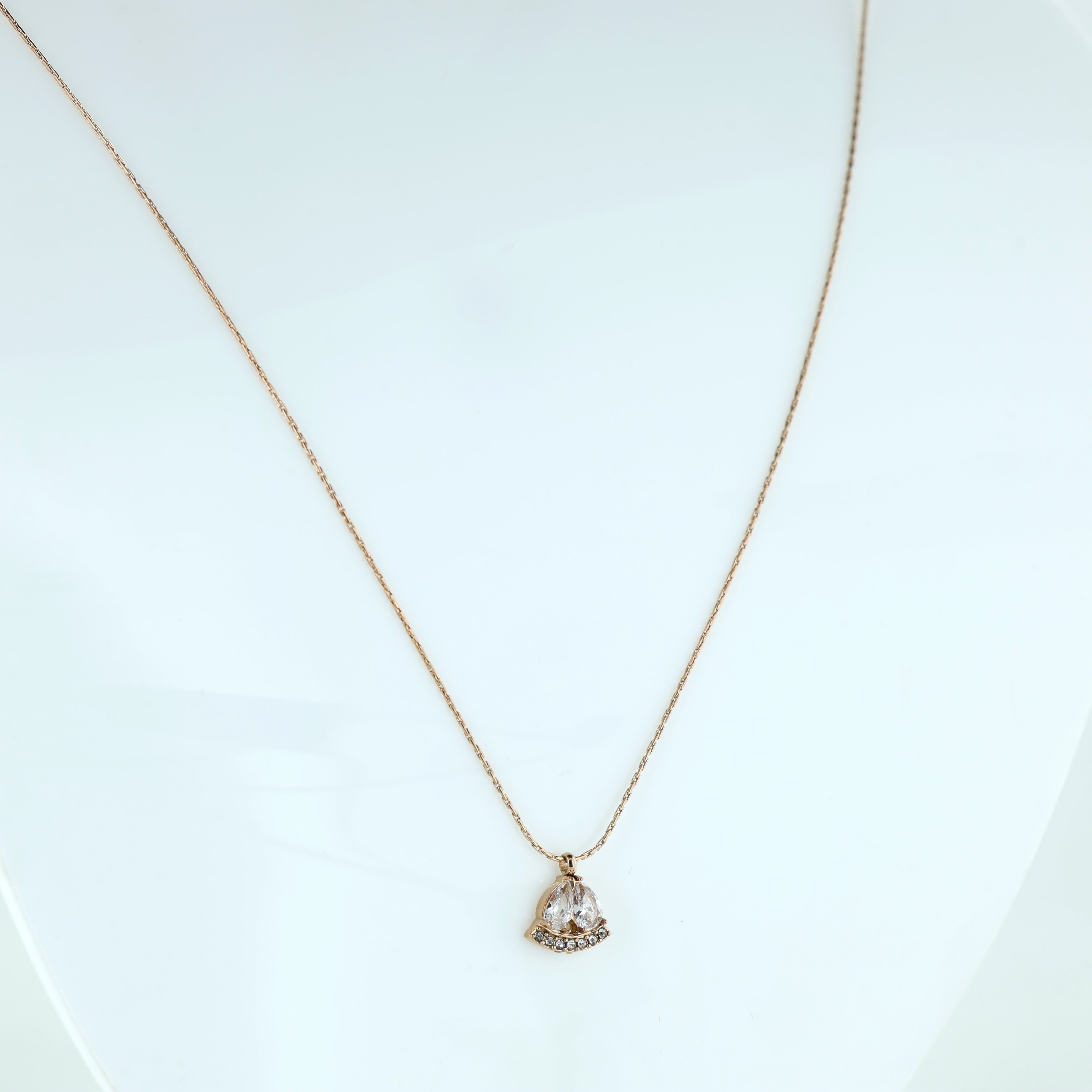 Dainty Rose Gold Arc Pendant Necklace