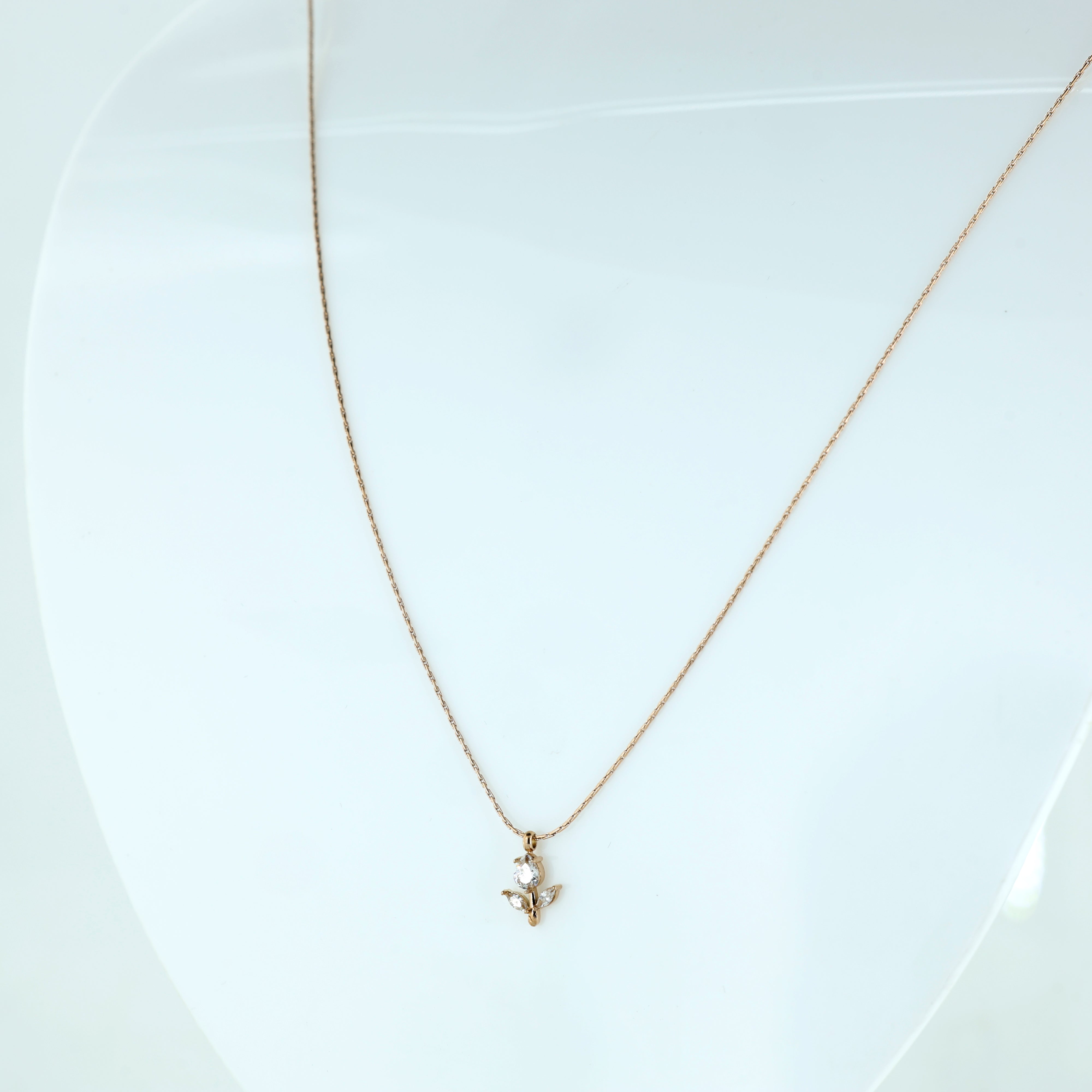 Delicate Floral Bud Pendant in Rose Gold