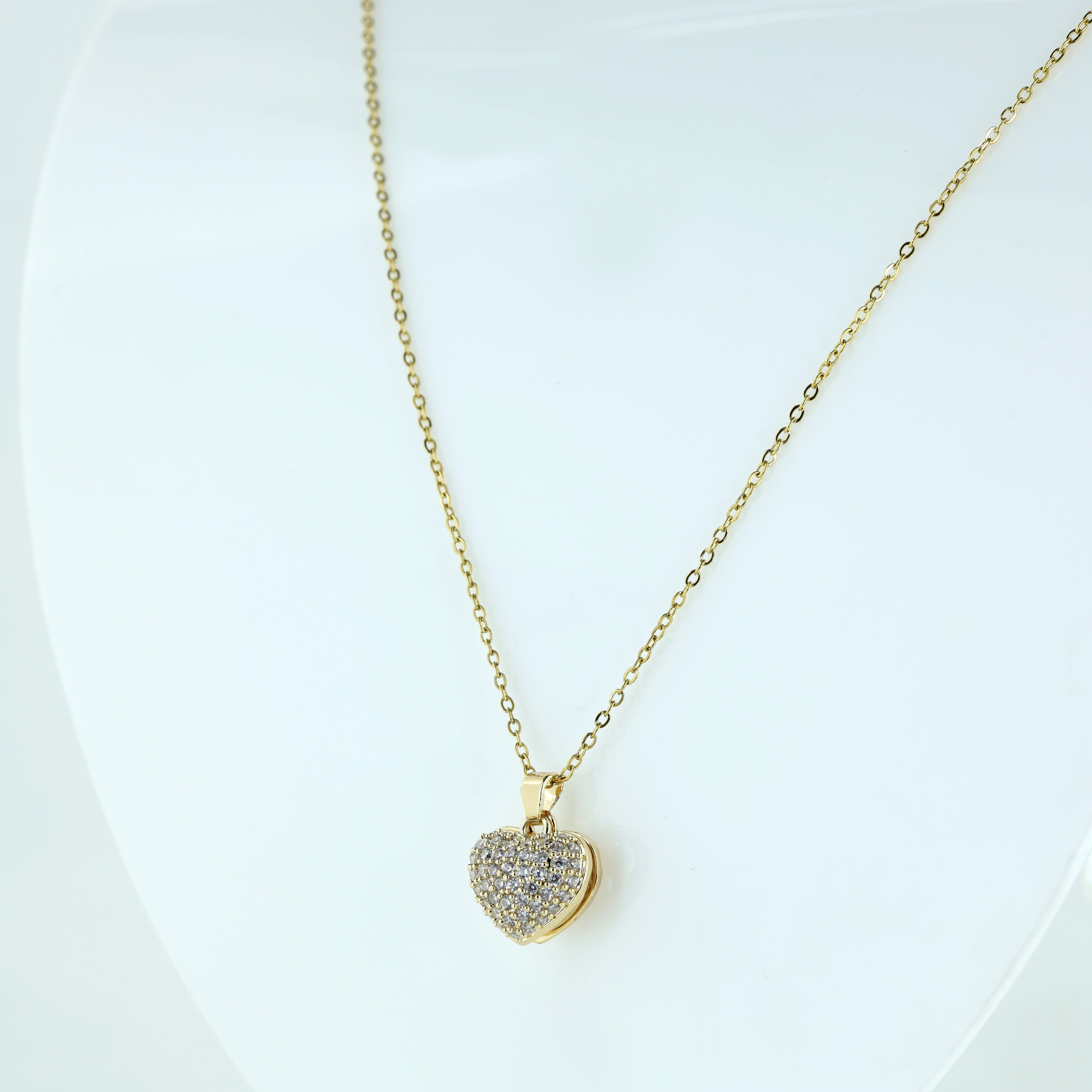 Dual Heart Pearl & Crystal Pendant Necklace