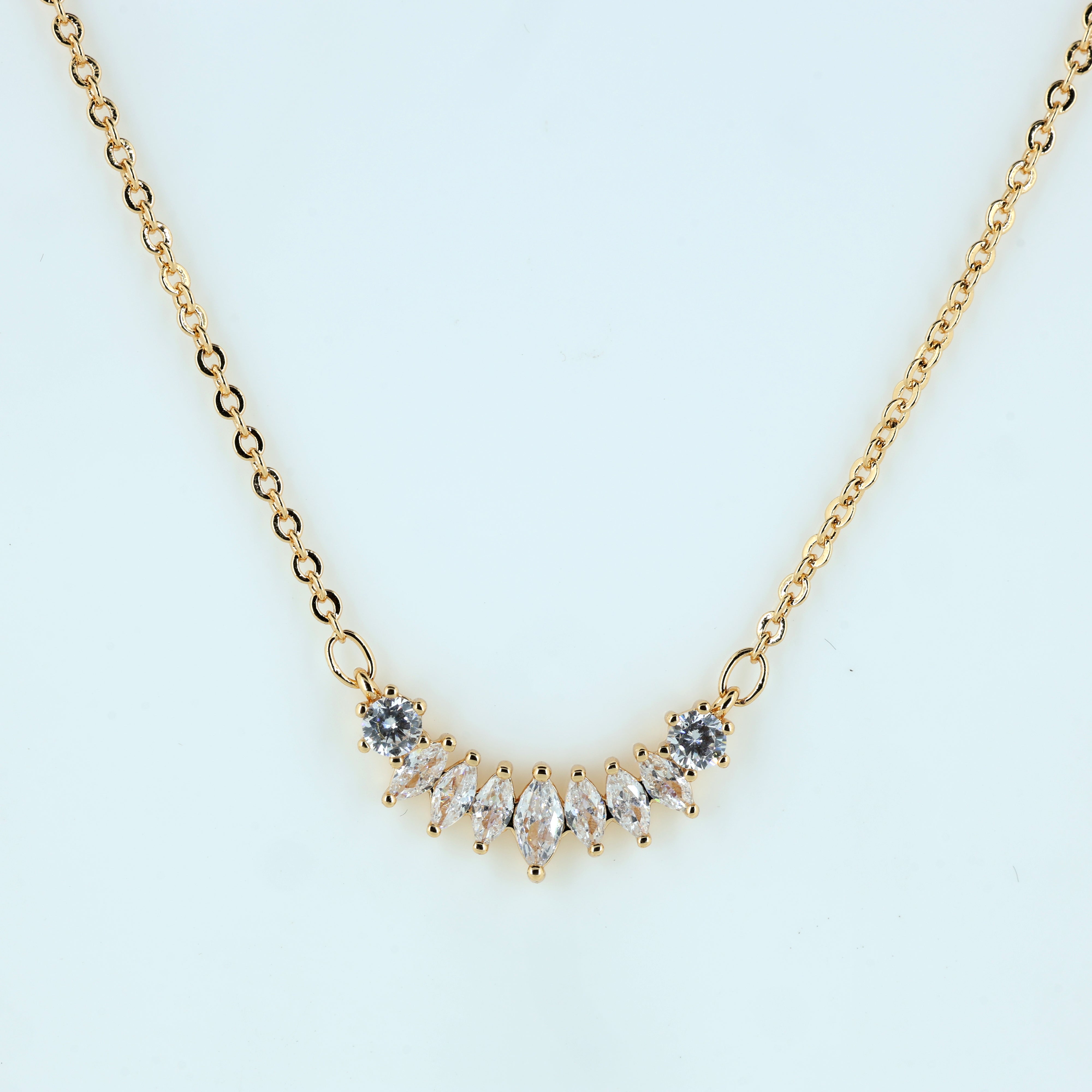 Dainty Rose Gold Crystal Curve Necklace