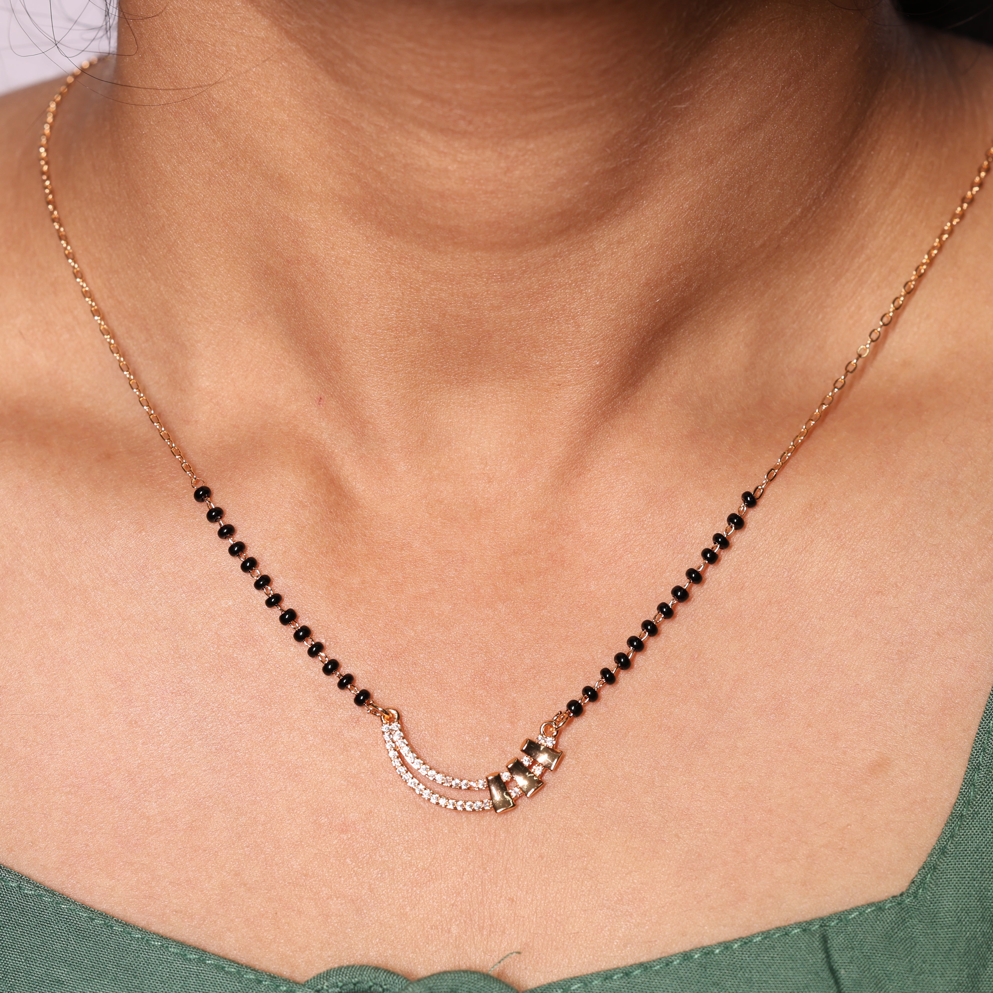 Elegant Curved Diamond-Style Mangalsutra