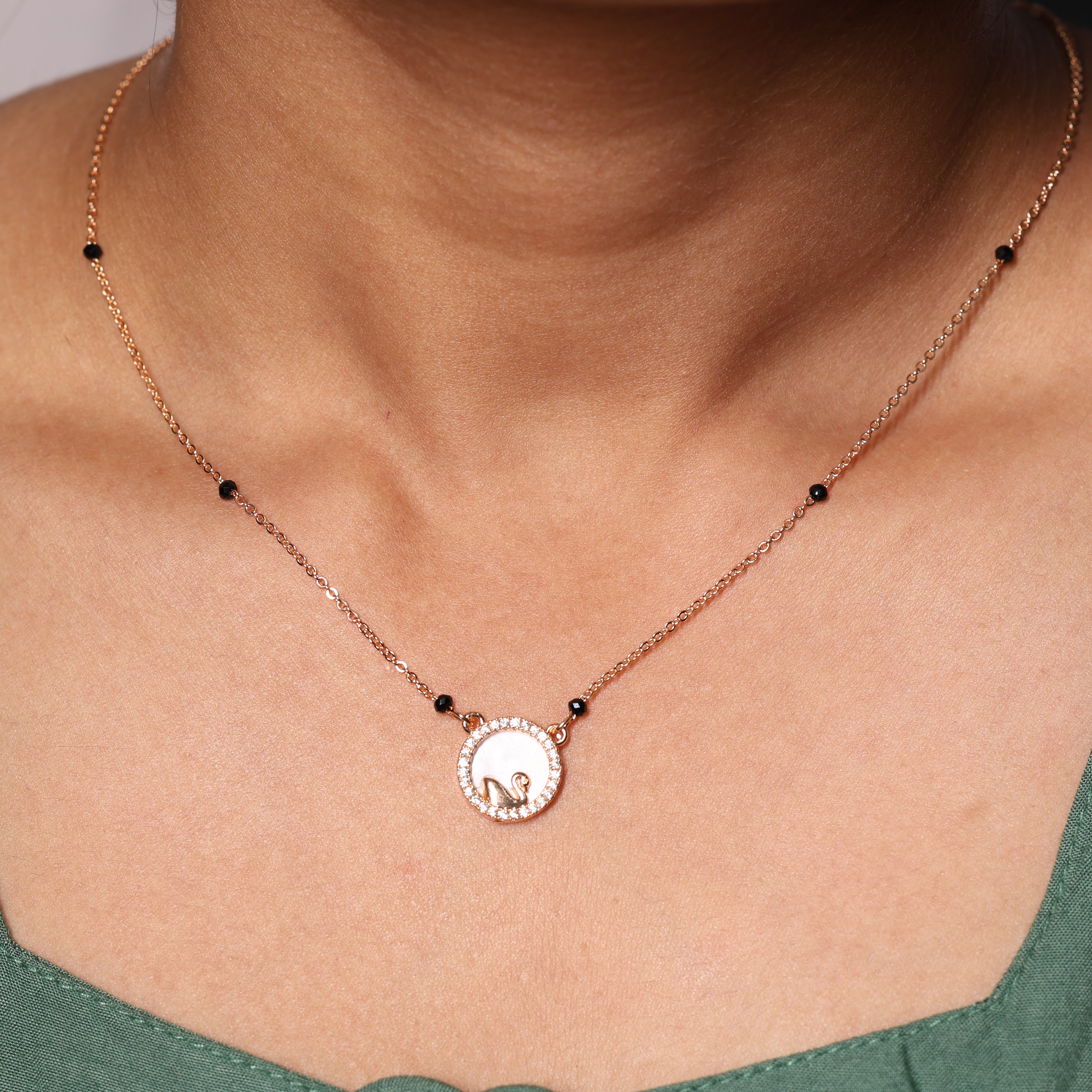 Serene Swan Halo Mangalsutra
