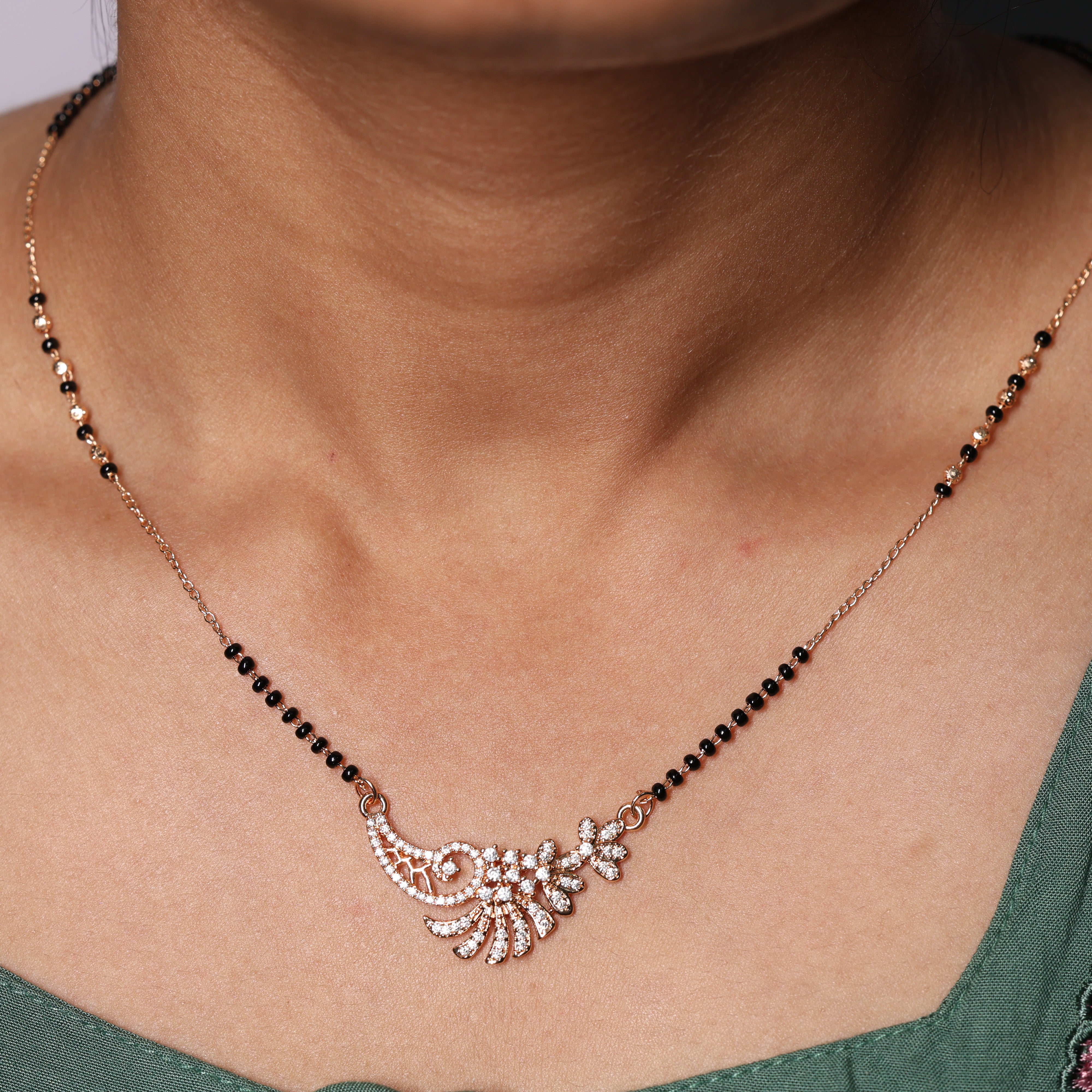 Floral Peacock Designer Mangalsutra