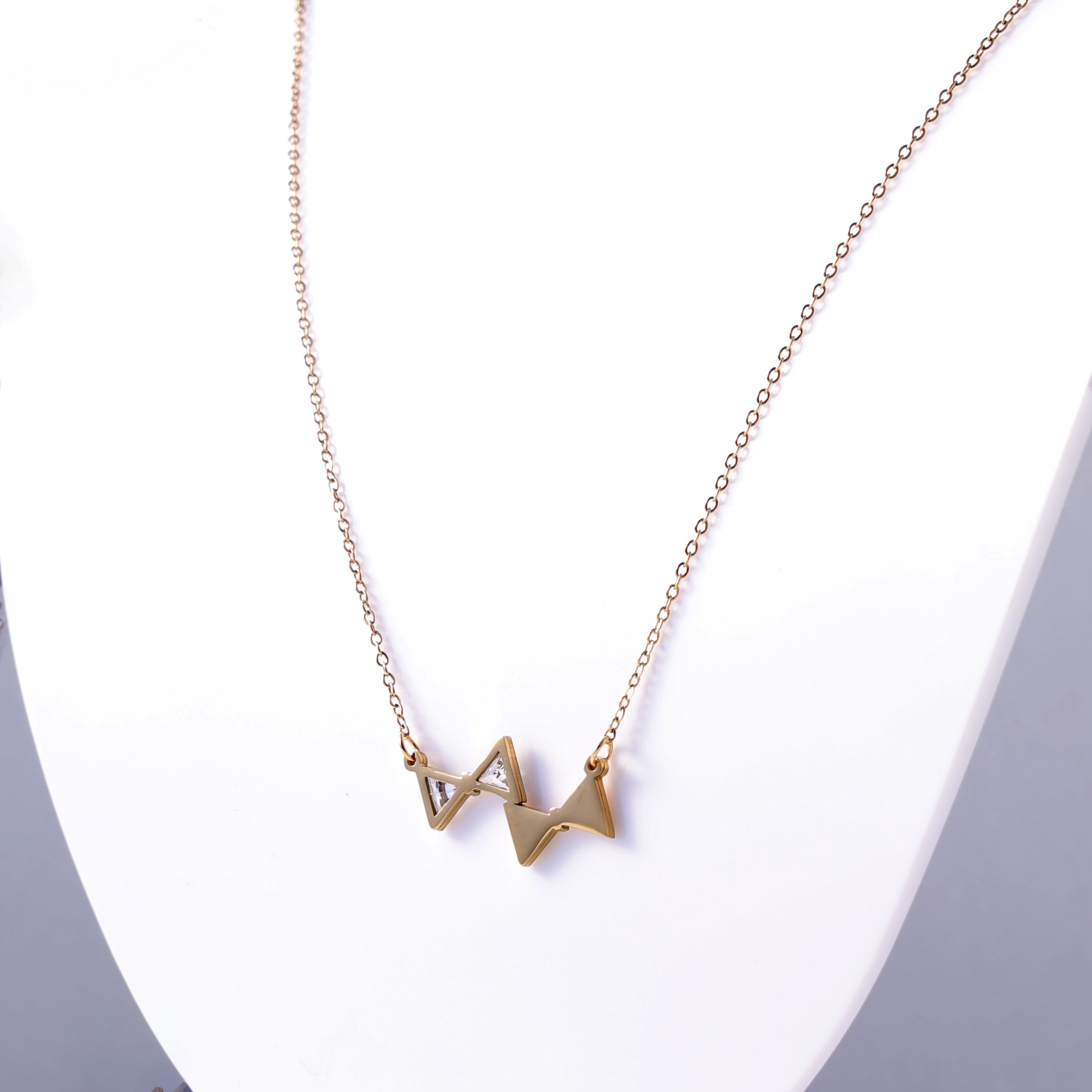 Dainty Gold Bow Tie Necklace with Sparkling Crystal