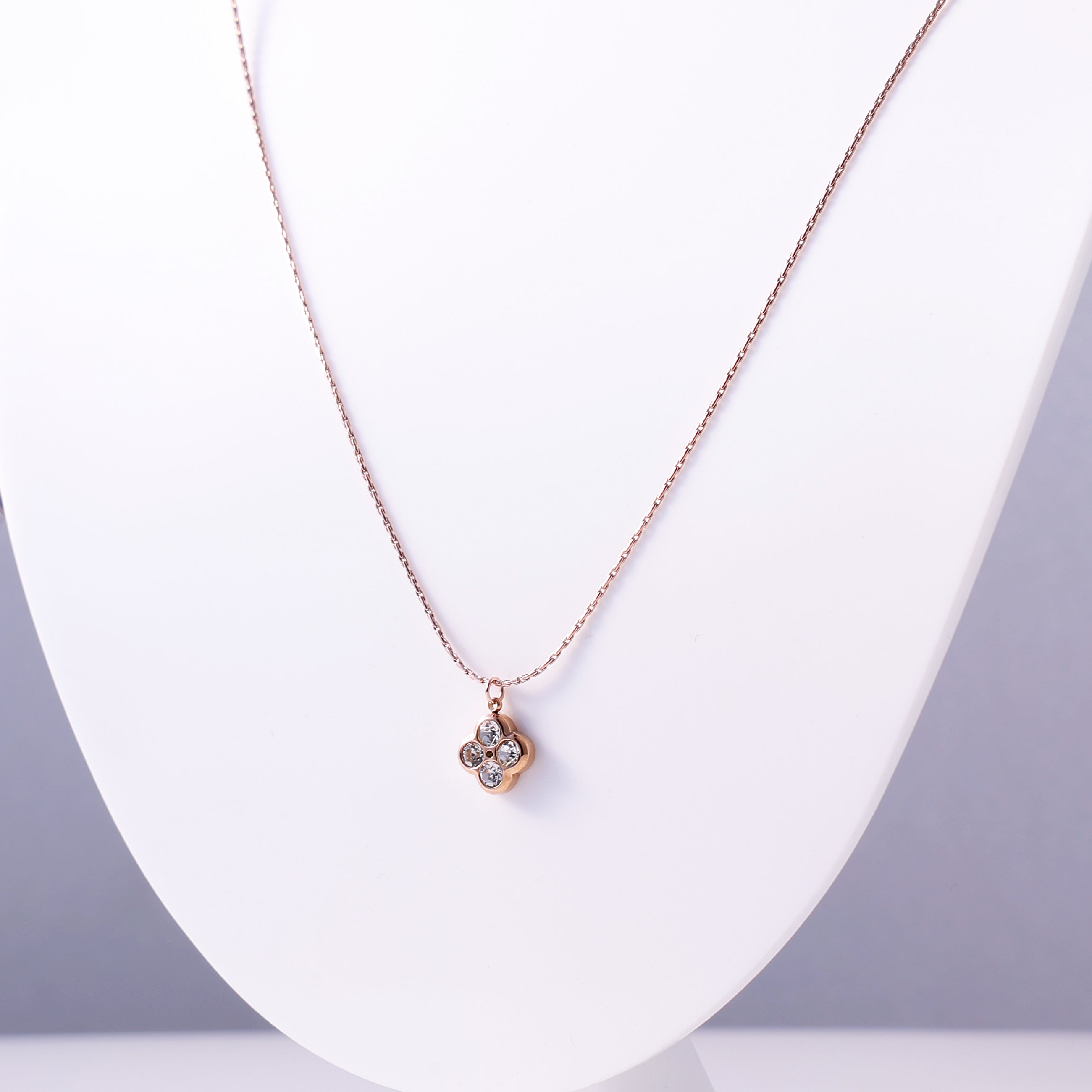 Dainty Four-Leaf Crystal Pendant