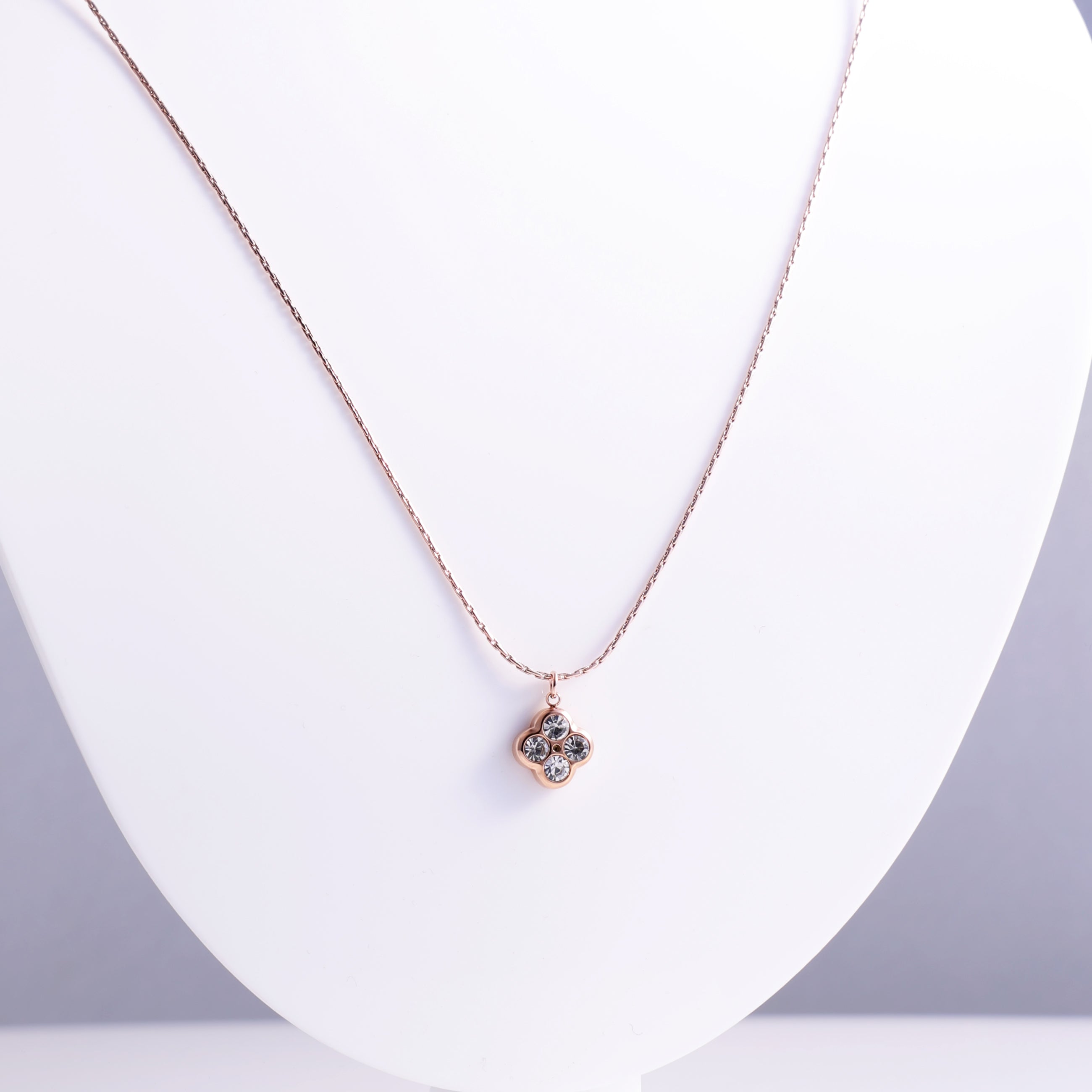 Dainty Four-Leaf Crystal Pendant