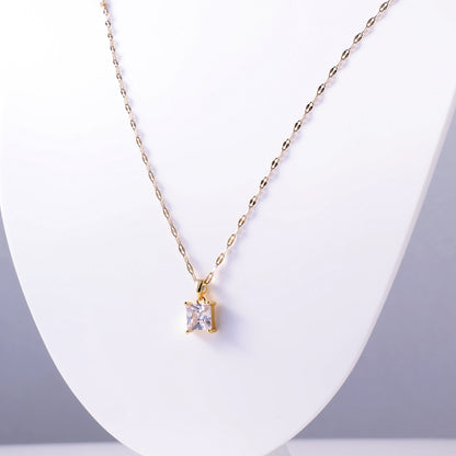 Princess Cut Crystal Solitaire Necklace