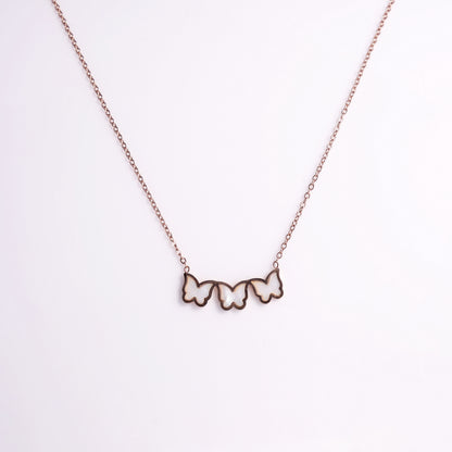 Rose Gold Triple Butterfly Necklace