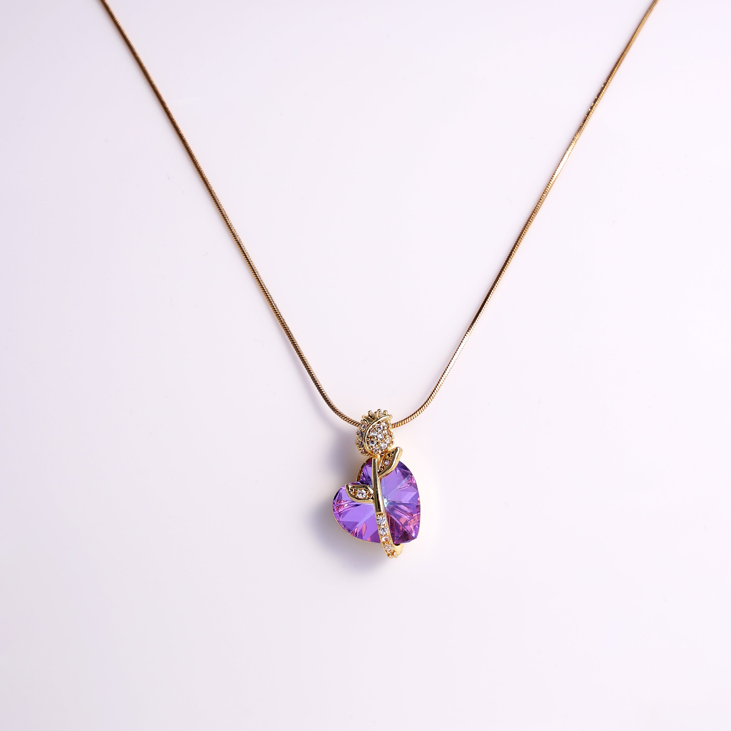 Purple Heart Crystal Galaxy Necklace