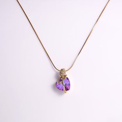 Purple Heart Crystal Galaxy Necklace