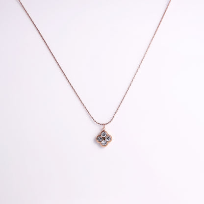 Dainty Four-Leaf Crystal Pendant