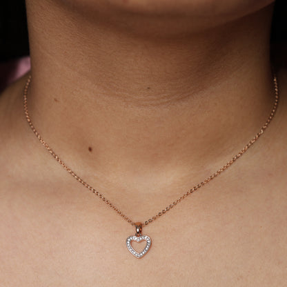 Rose Gold Open Heart Pendant Necklace
