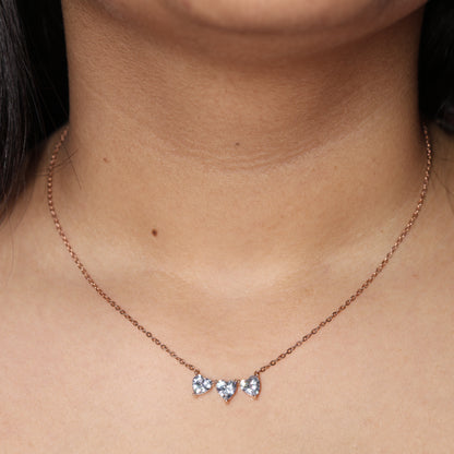 Triple Heart Crystal Pendant Necklace for Women