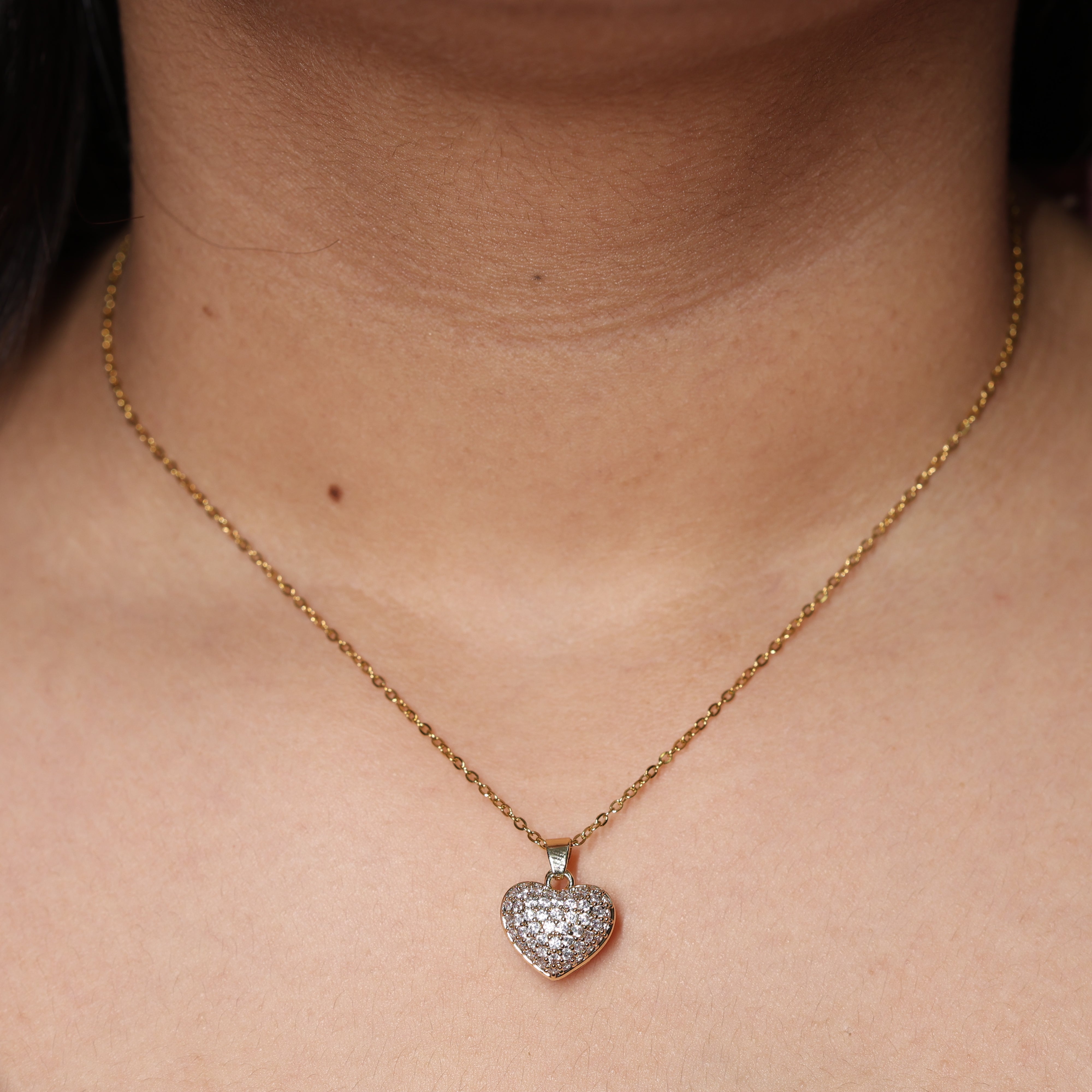 Dual Heart Pearl & Crystal Pendant Necklace