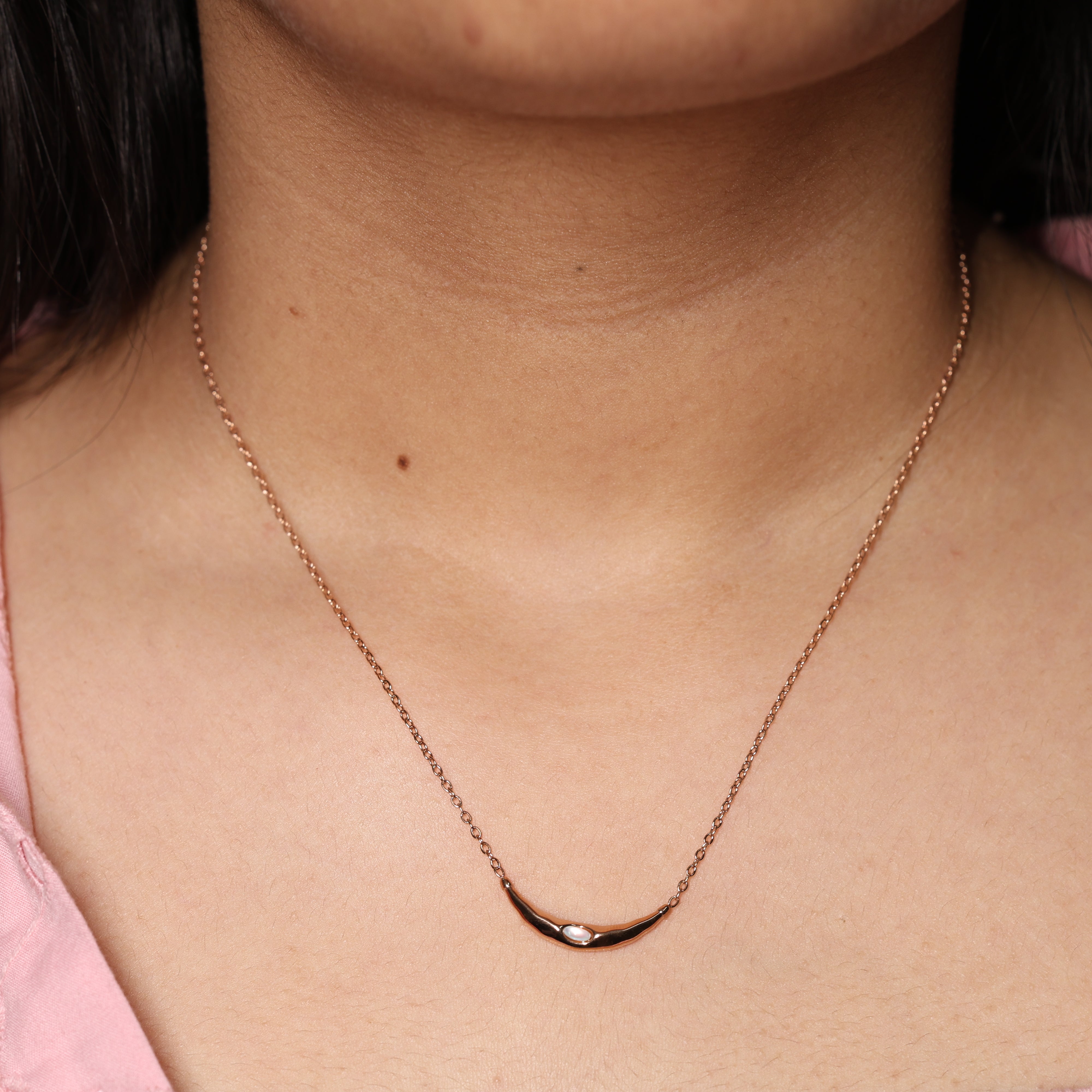 Elegant Crescent Charm on Fine Chain