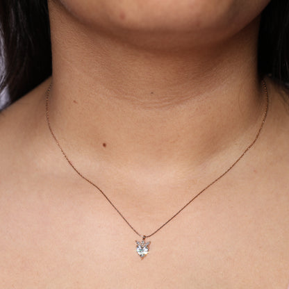 Delicate Rose Gold Heart Pendant Necklace with Crystal Accent