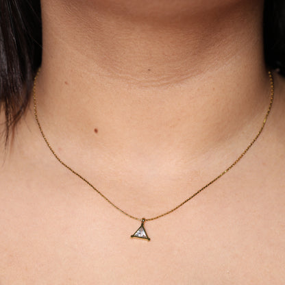 Minimal Triangle Crystal Pendant Necklace