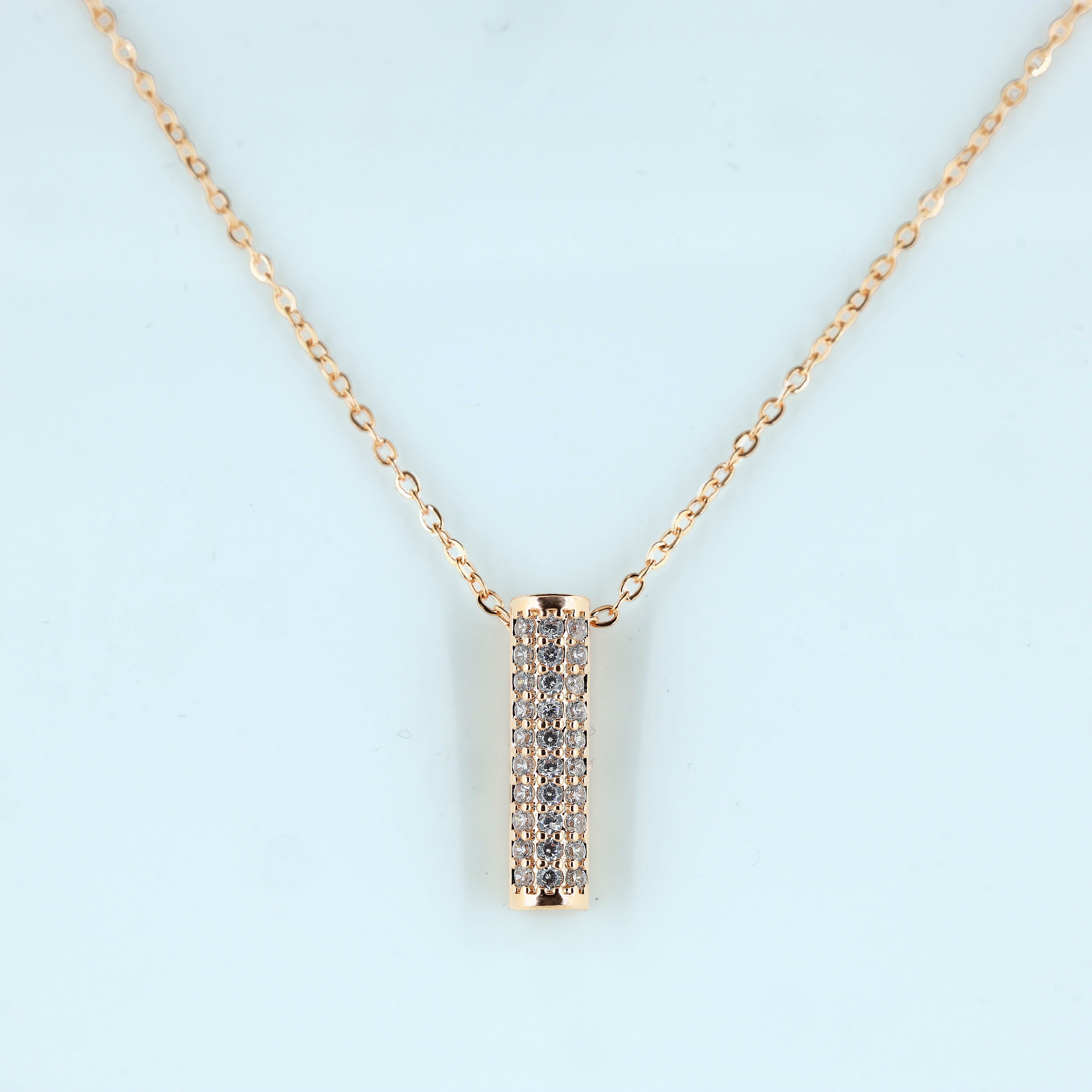 Minimalist Gold Diamond Bar Necklace for Women