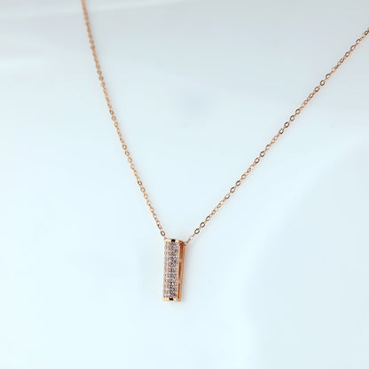 Minimalist Gold Diamond Bar Necklace for Women