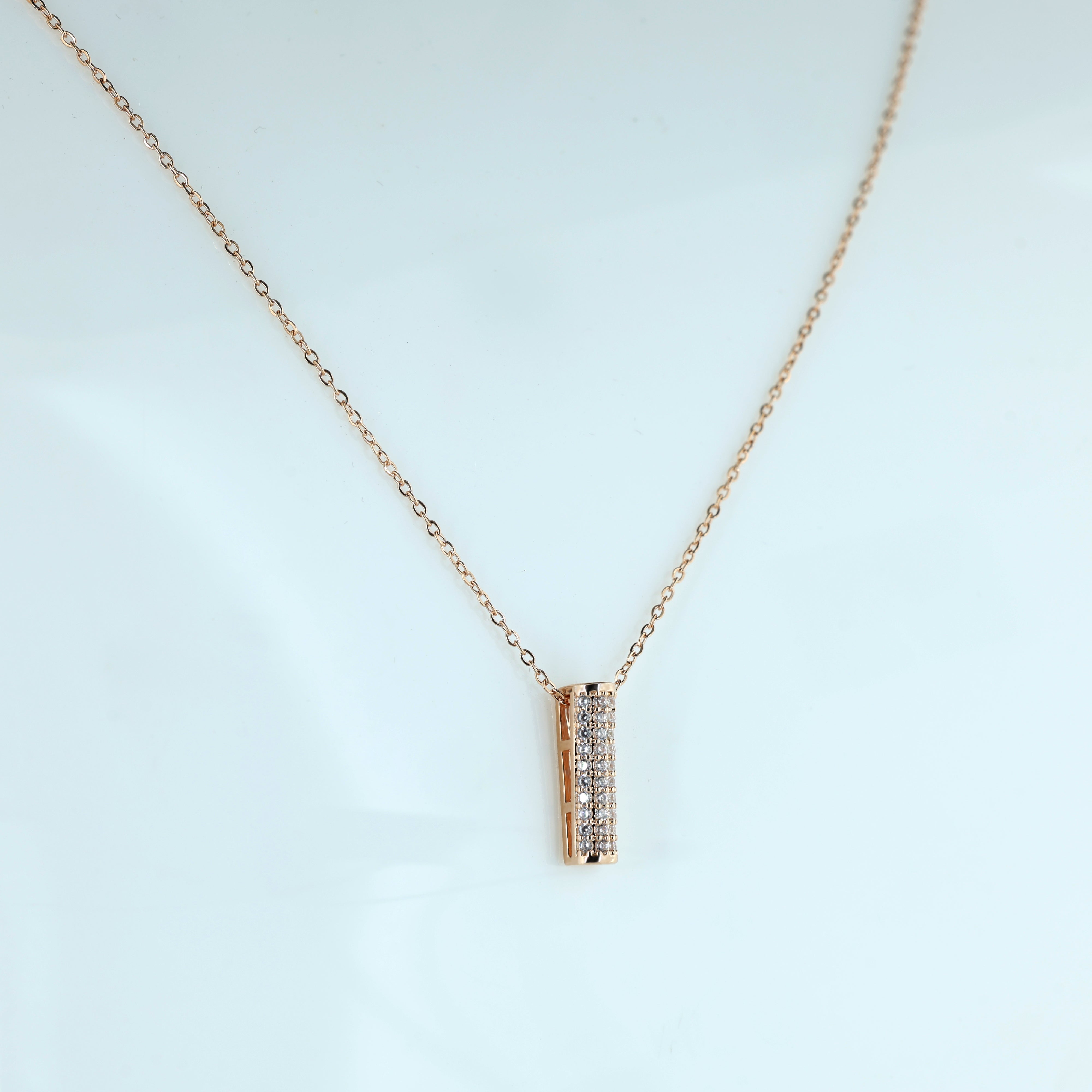 Minimalist Gold Diamond Bar Necklace for Women