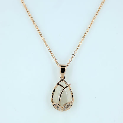 Elegant Teardrop Crystal Charm with Rose Gold Finish Necklace