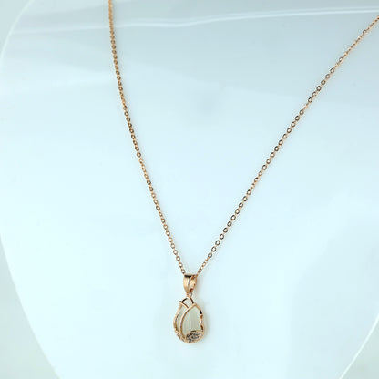 Elegant Teardrop Crystal Charm with Rose Gold Finish Necklace