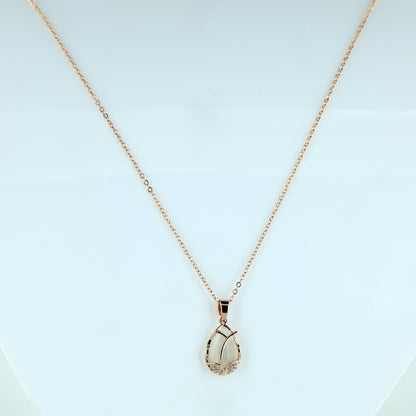 Elegant Teardrop Crystal Charm with Rose Gold Finish Necklace