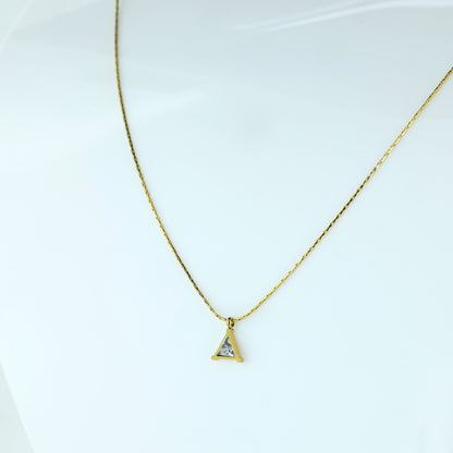 Minimal Triangle Crystal Pendant Necklace