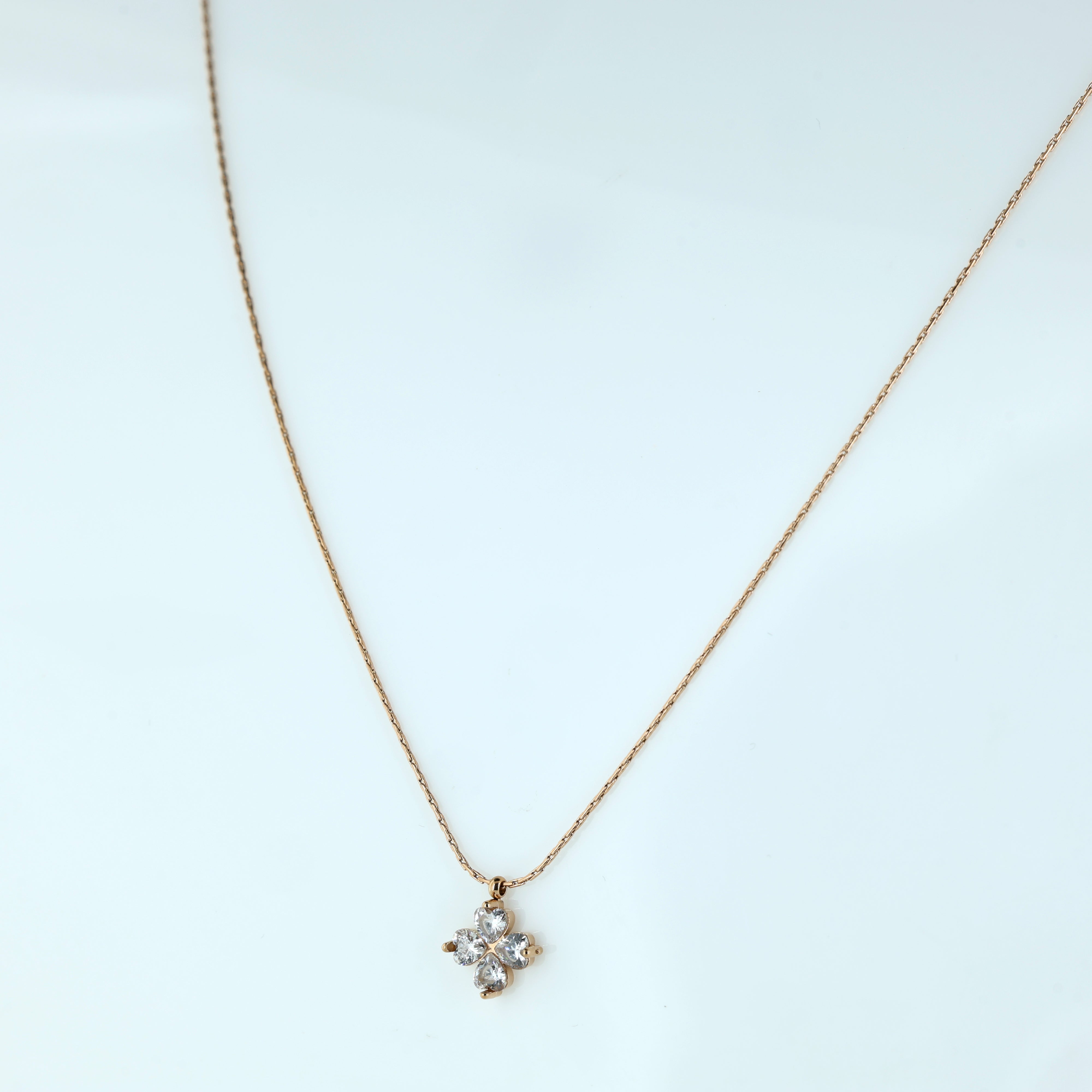 Delicate Four-Stone Floral Pendant Necklace
