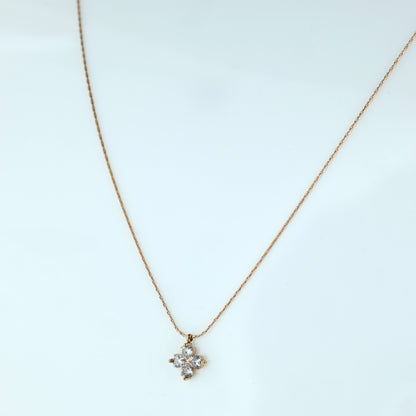 Delicate Four-Stone Floral Pendant Necklace