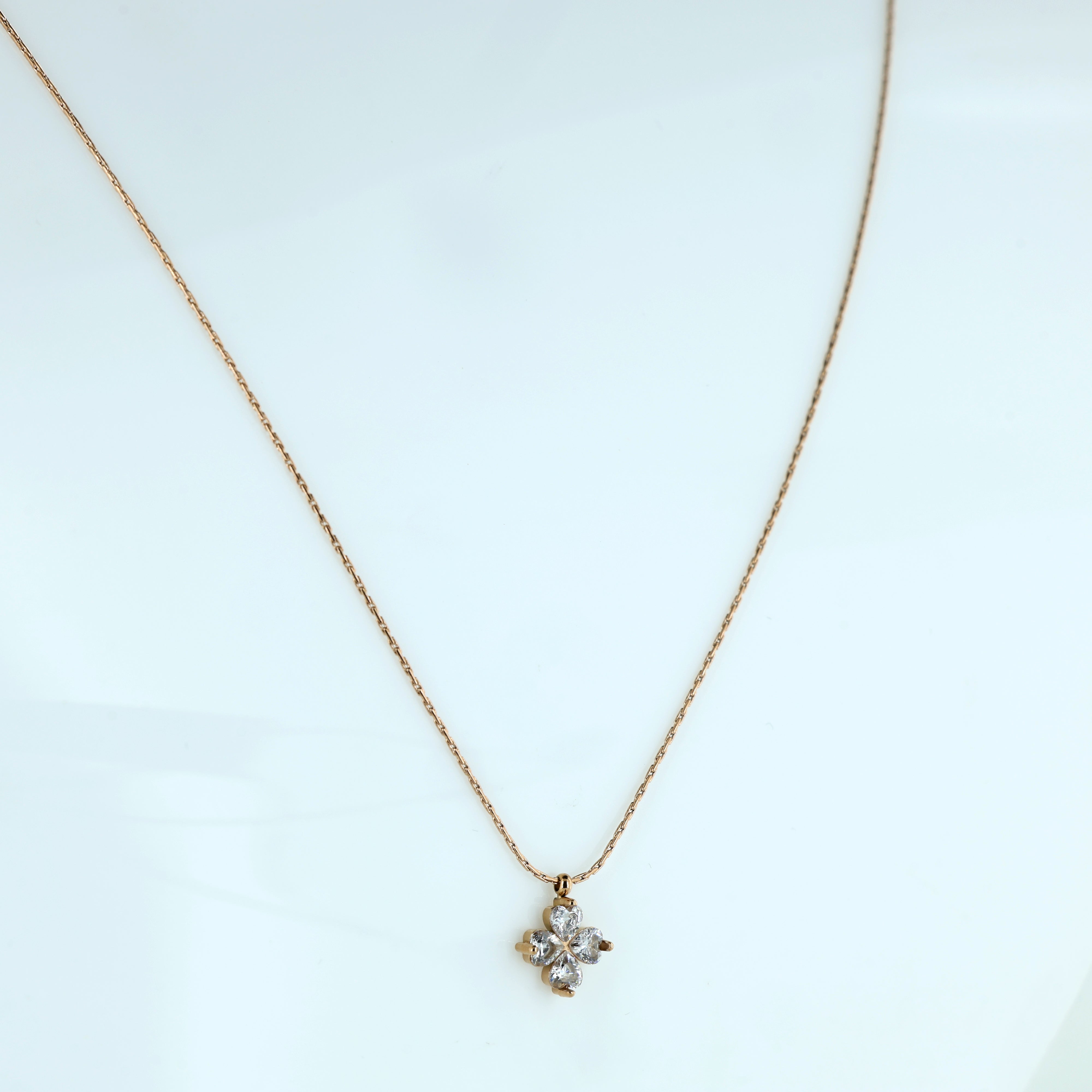 Delicate Four-Stone Floral Pendant Necklace