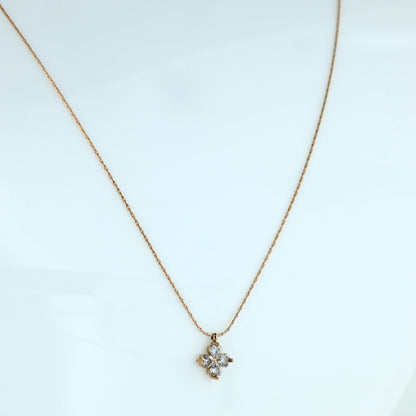 Delicate Four-Stone Floral Pendant Necklace