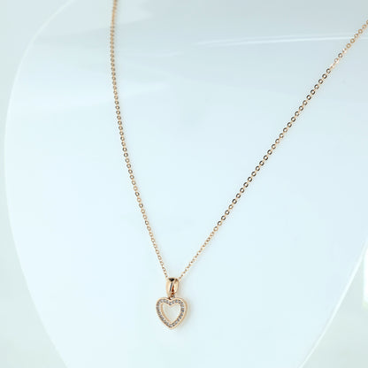 Rose Gold Open Heart Pendant Necklace