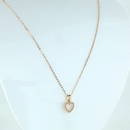Rose Gold Open Heart Pendant Necklace