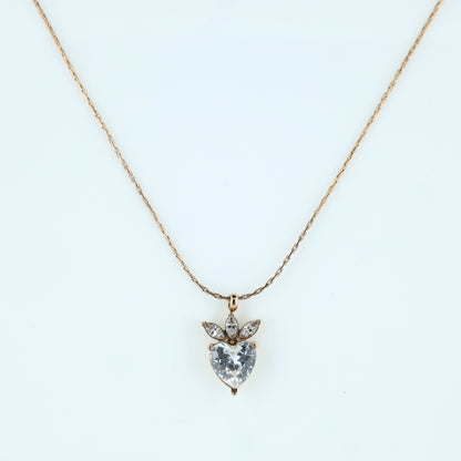 Delicate Rose Gold Heart Pendant Necklace with Crystal Accent