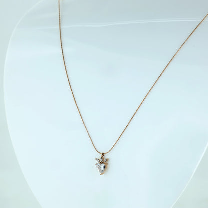 Delicate Rose Gold Heart Pendant Necklace with Crystal Accent