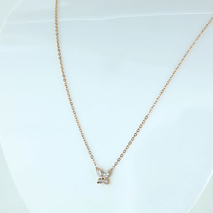 Crystal Pave Butterfly Rose Gold Necklace