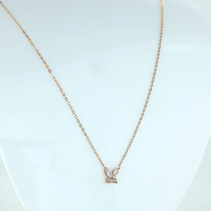Crystal Pave Butterfly Rose Gold Necklace