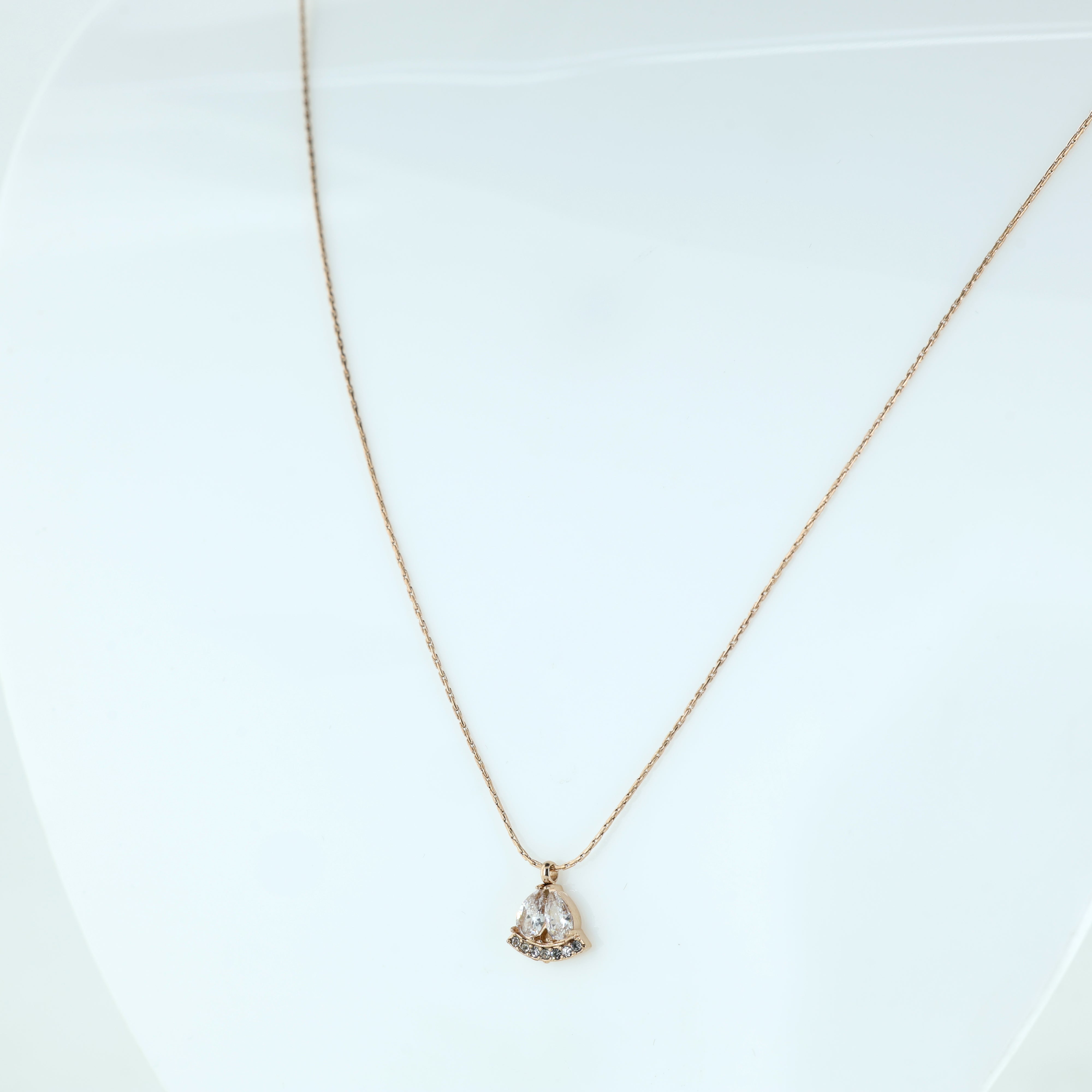 Dainty Rose Gold Arc Pendant Necklace