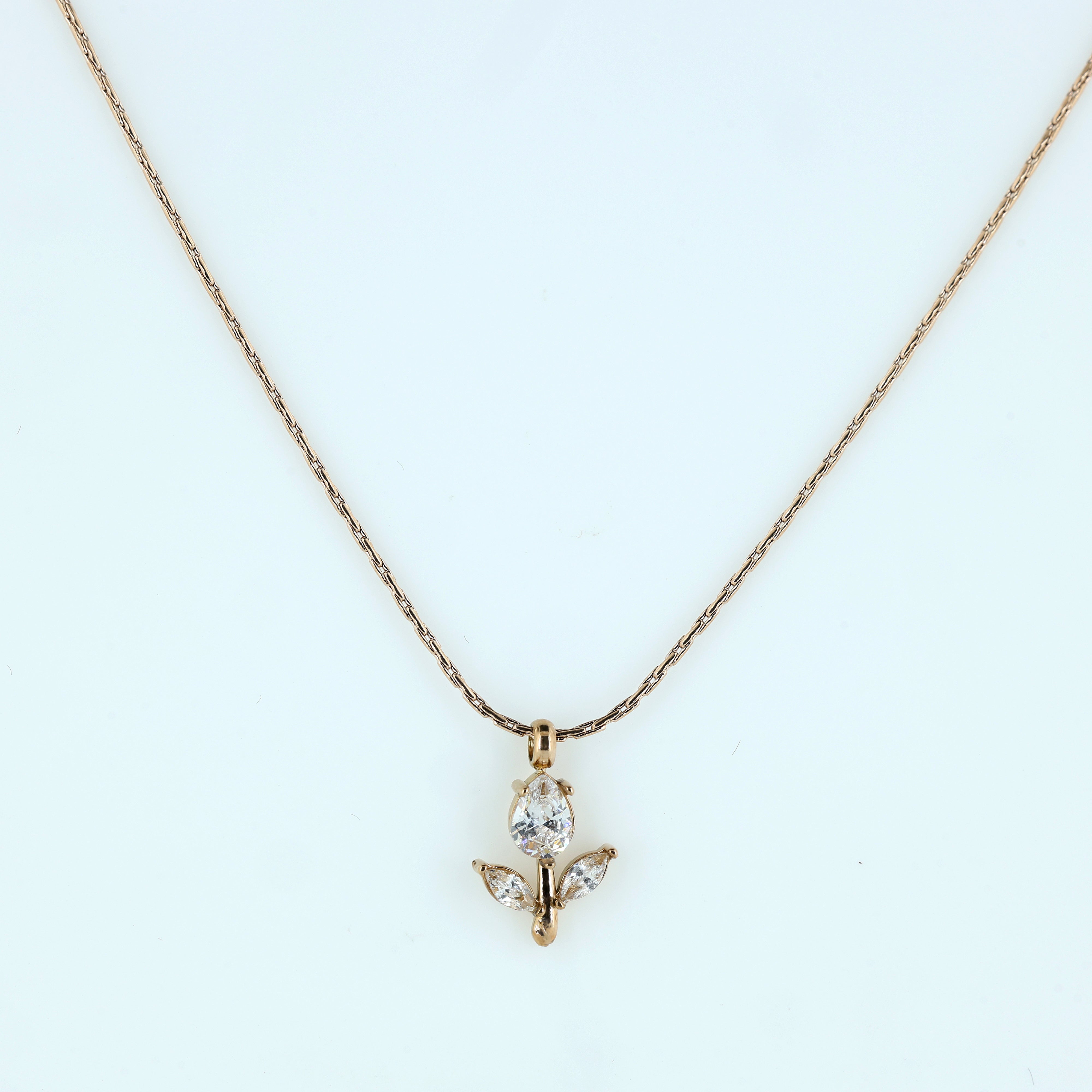 Delicate Floral Bud Pendant in Rose Gold