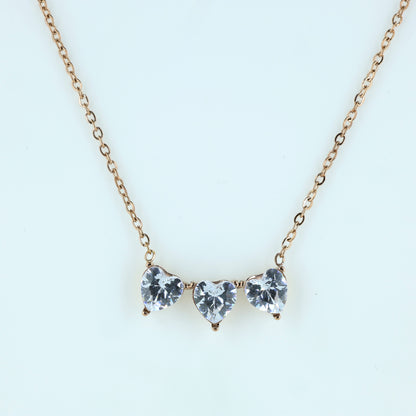 Triple Heart Crystal Pendant Necklace for Women