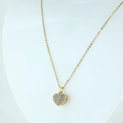 Dual Heart Pearl & Crystal Pendant Necklace