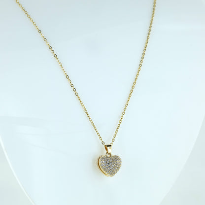Dual Heart Pearl & Crystal Pendant Necklace