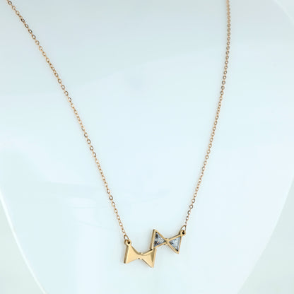 Geometric Gold Triangle Pendant Necklace with Crystal Necklace