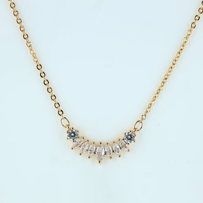 Dainty Rose Gold Crystal Curve Necklace