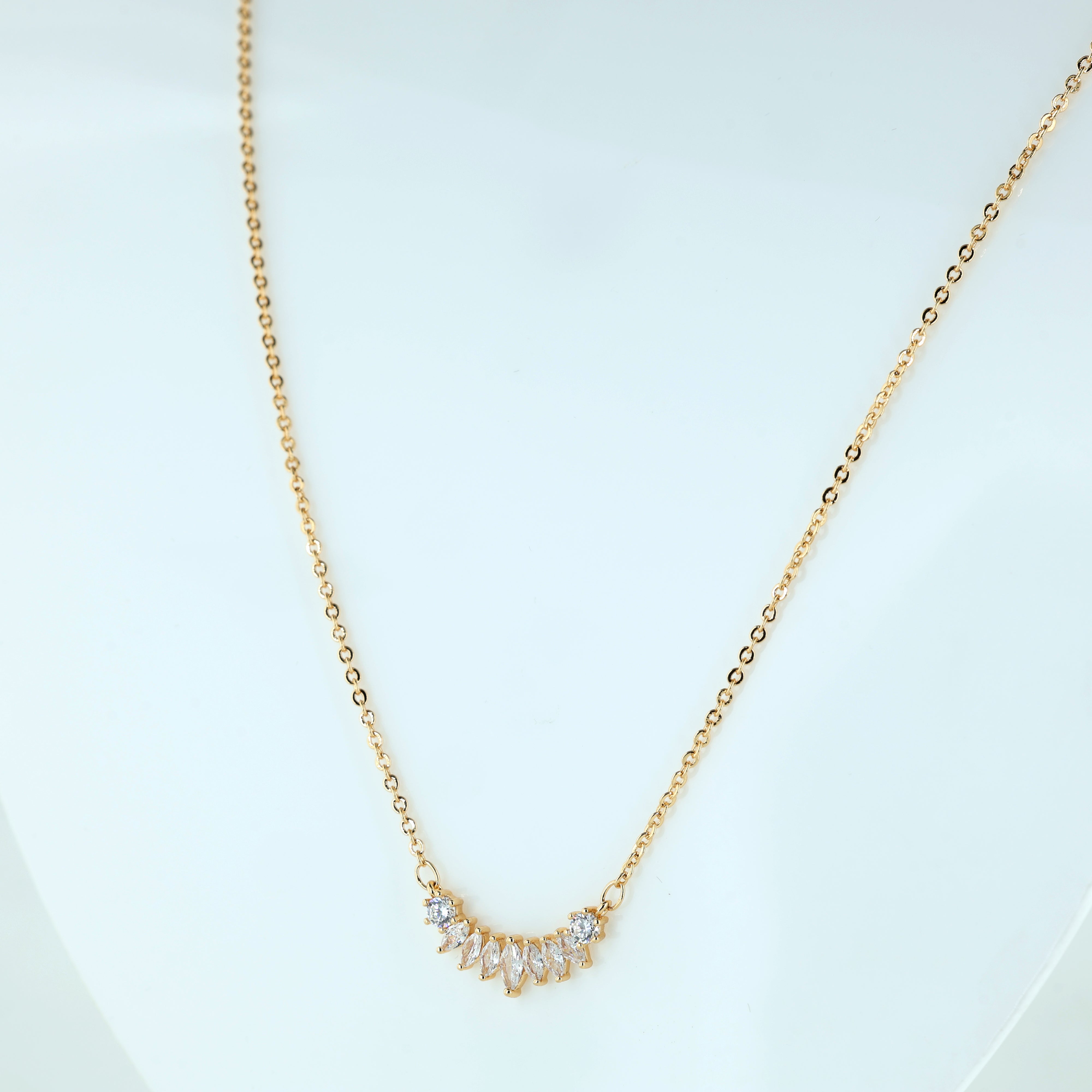 Dainty Rose Gold Crystal Curve Necklace